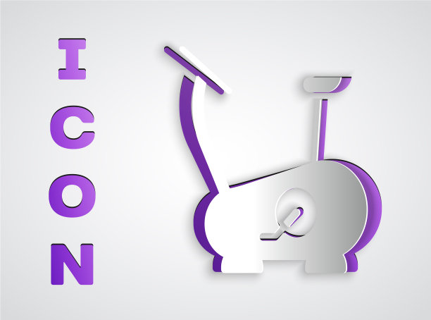 剪纸固定自行车图标孤立在灰色图片下载