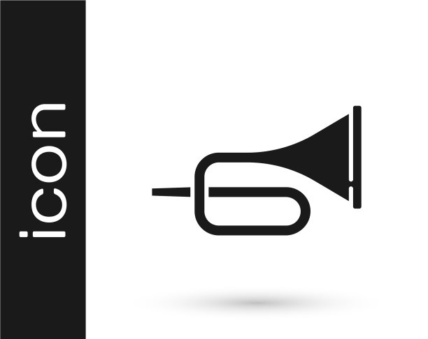 黑色乐器喇叭图标孤立上图片下载