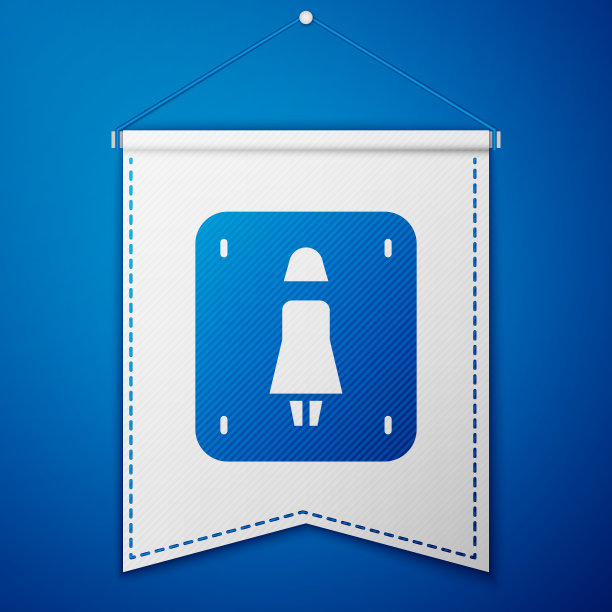 蓝色女性厕所图标隔离在蓝色图片下载