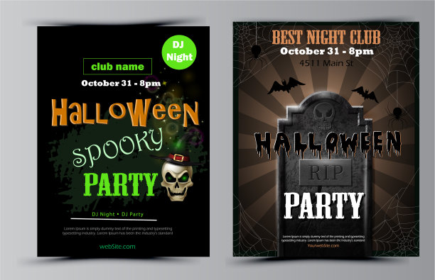 万圣节派对传单套装图片下载