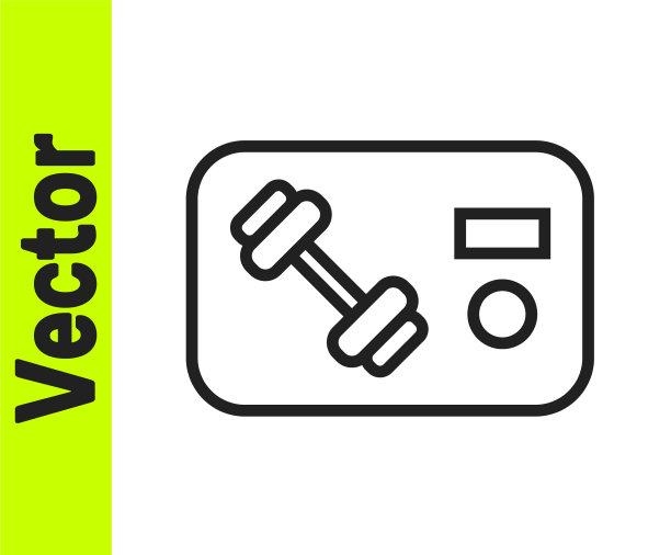 黑线健身俱乐部健身卡图标孤立上图片下载