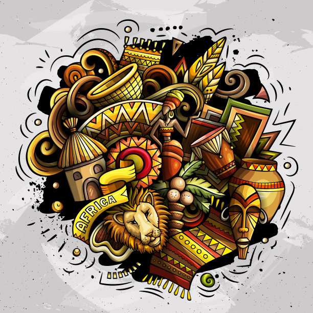 非洲手绘卡通涂鸦设计搞笑图片下载