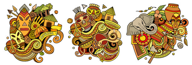 非洲卡通涂鸦设计集图片下载