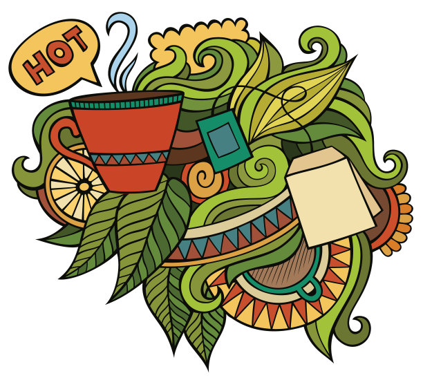 茶手绘卡通涂鸦设计有趣图片下载