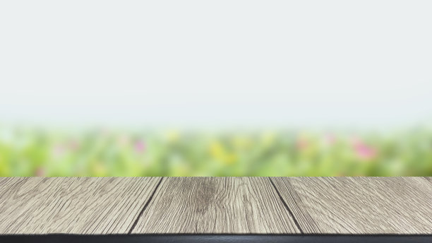 木桌与绿色公园自然户外背景图片下载