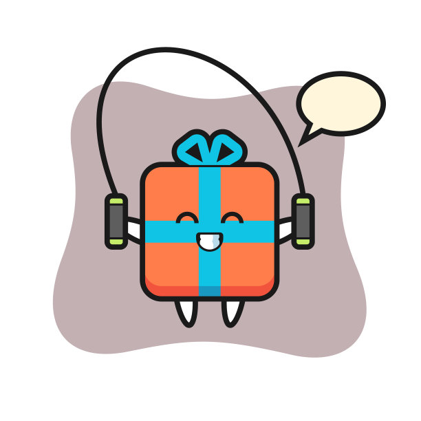 带有跳绳的卡通人物礼盒图片下载