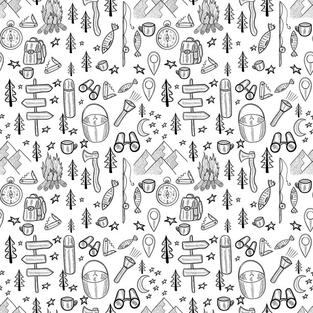 露营无缝涂鸦图片下载