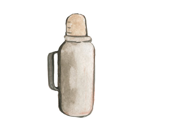 水彩画插图。在森林里徒步旅行的工具。水彩画元素，手工，木工工具，木制，金属，配件，徒步旅行，野餐，在森林娱乐。图片下载