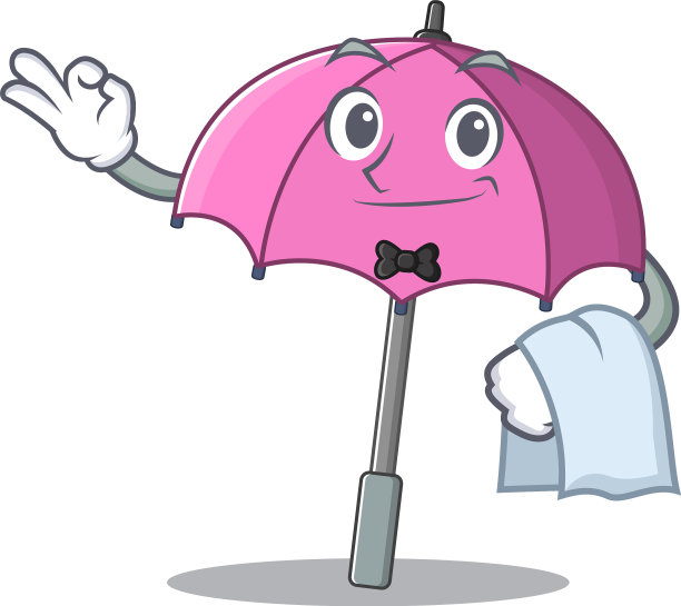 一款设计粉色伞的卡通人物图片下载