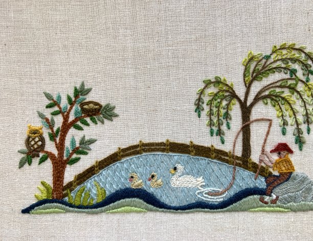 Crewel刺绣场景复古图片下载