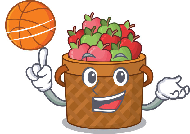一个运动的苹果篮子卡通吉祥物设计图片下载