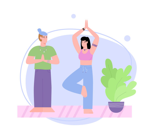 男人和女人在做瑜伽图片下载