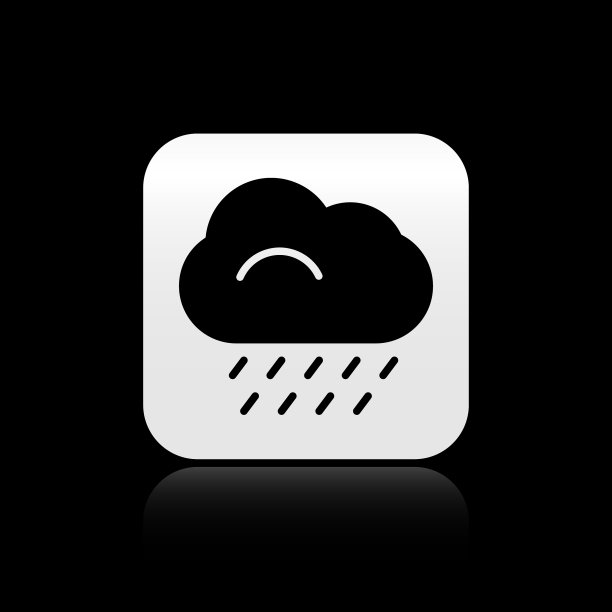 黑色的云与雨的图标孤立在黑色图片下载