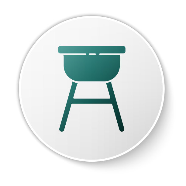 绿色烧烤架图标孤立在白色图片下载