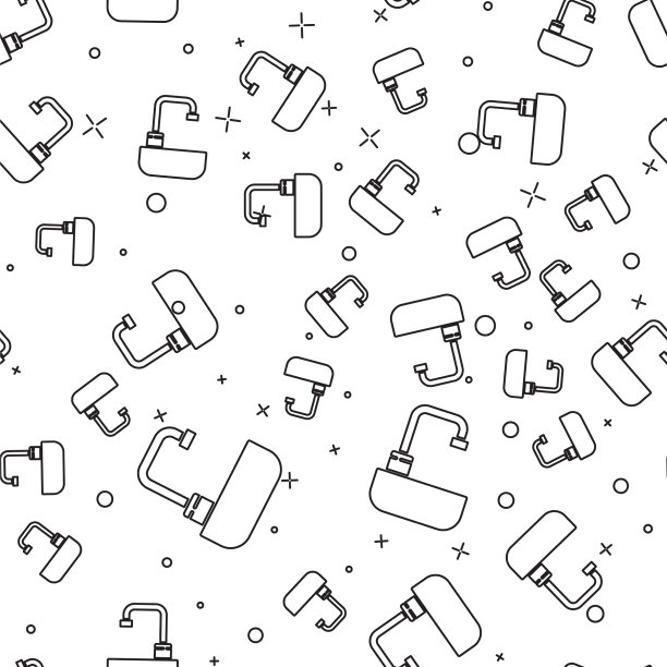 黑线面盆与水龙头图标隔离图片下载