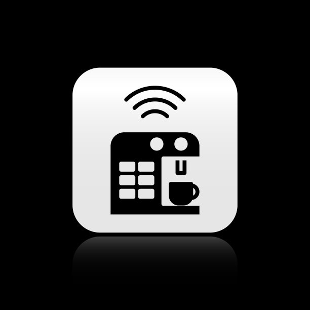 黑色智能咖啡机系统图标隔离开图片下载