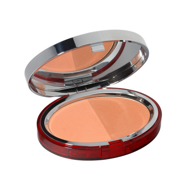 干粉在红银盒上隔离白色图片下载