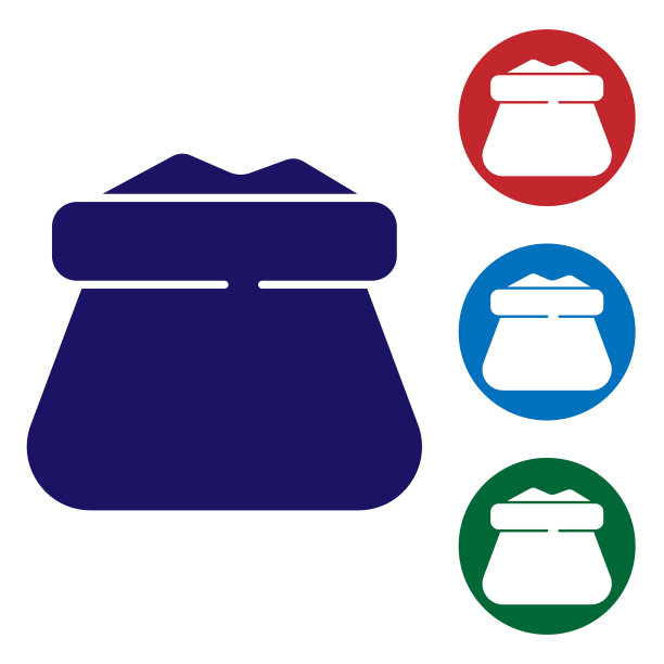 蓝色完整袋图标孤立在白色背景图片下载