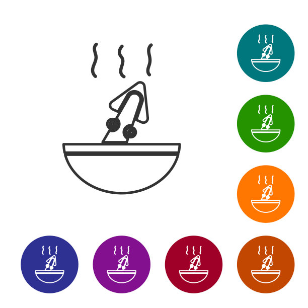 黑线汤与章鱼图标孤立上图片下载