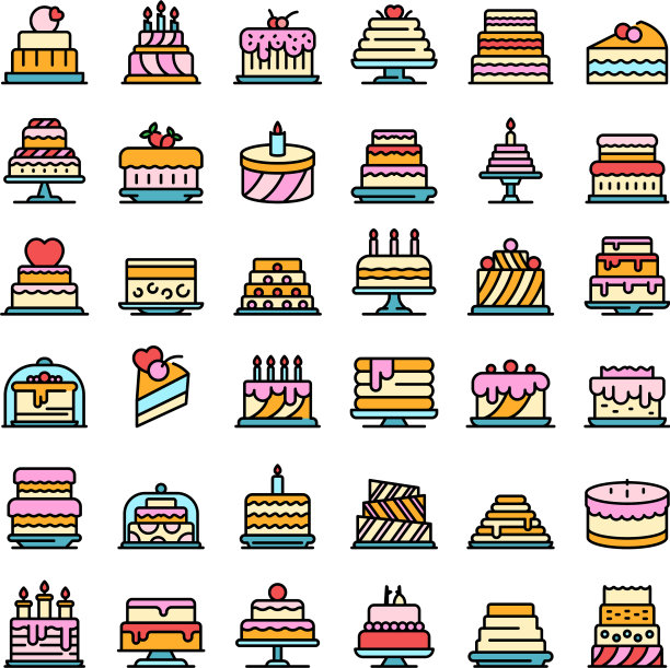 蛋糕图标设置平整图片下载