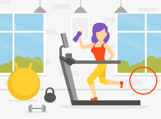 年轻女子在健身房跑步机上跑步图片下载