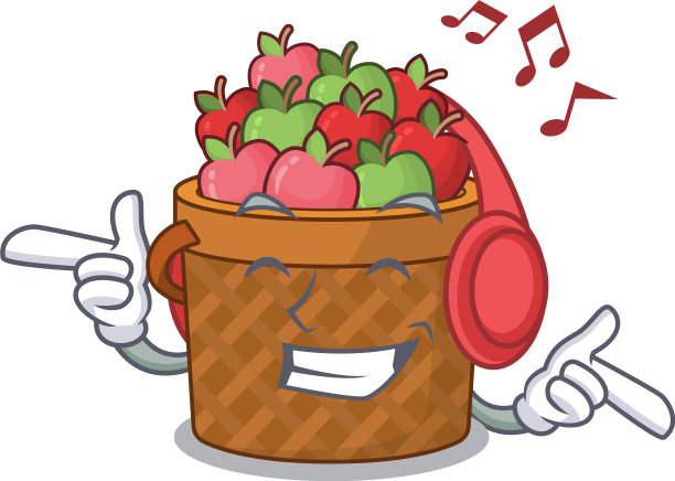 欣赏音乐苹果篮子卡通吉祥物设计图片下载
