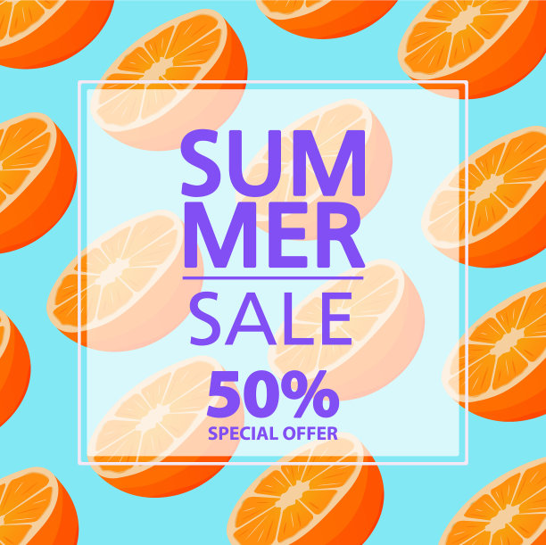 夏季促销标语提供50折优惠图片下载