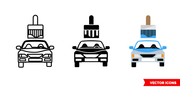 汽车彩绘图标有三种颜色，黑色和图片下载