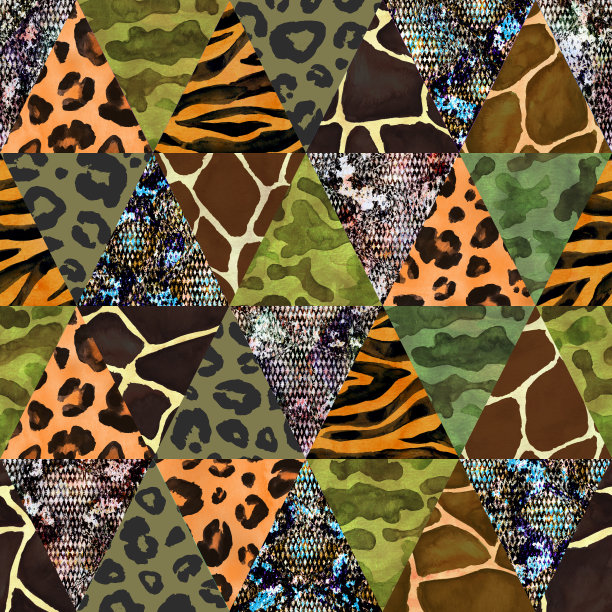 流行的仿拼布缝制片。水彩手绘现代拼贴画图片下载