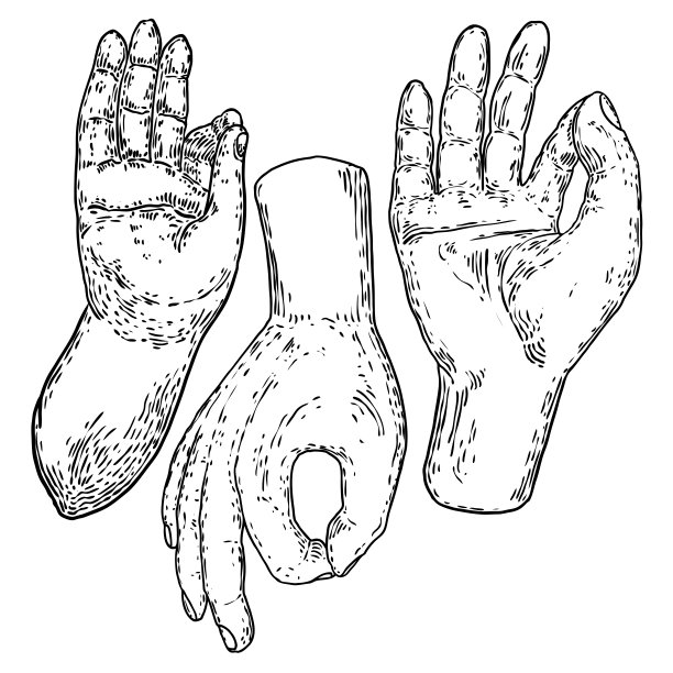 释迦牟尼手势手套。冥想时做瑜伽动作。真经的知识，佛教或印度教的绘画元素向量。图片下载