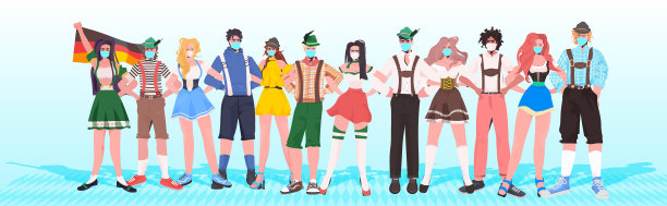 人们穿着传统服装戴着面具图片下载