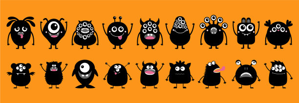 怪物图标设置行快乐万圣节可爱卡哇伊图片下载