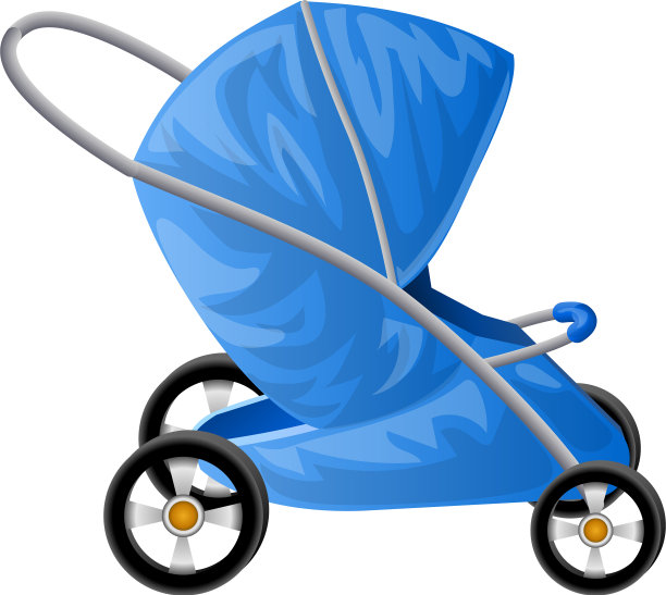 婴儿车图标卡通风格图片下载