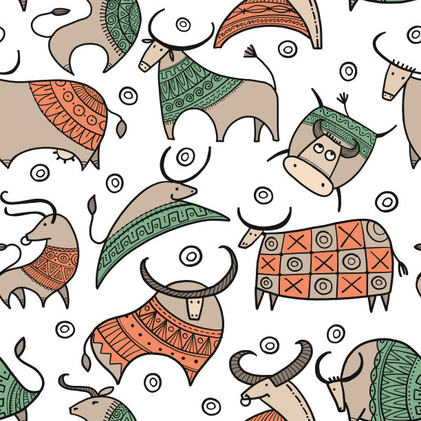 滑稽素描公牛收集农历星座图片下载