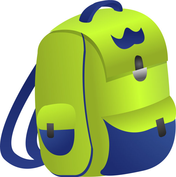 男孩绿色背包图标卡通风格图片下载