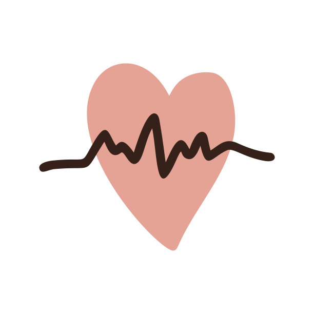 单剪贴心图。可爱的矢量手绘插图。体育生活方式。健康检查,心电图。孤立在白色背景上。图片下载