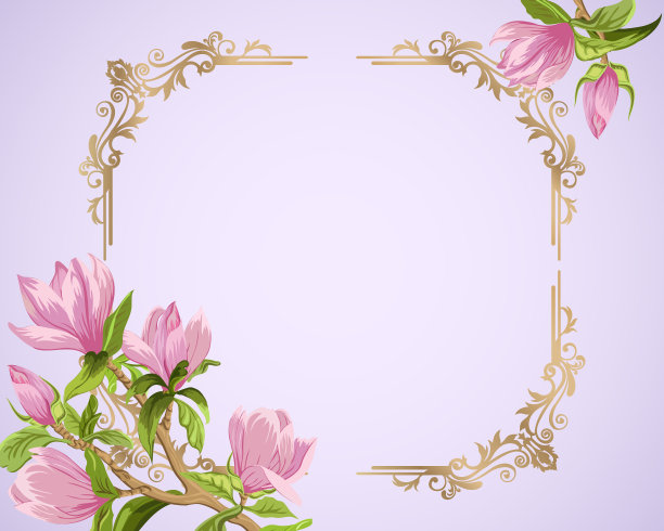 以木兰花为背景的彩色框架图片下载