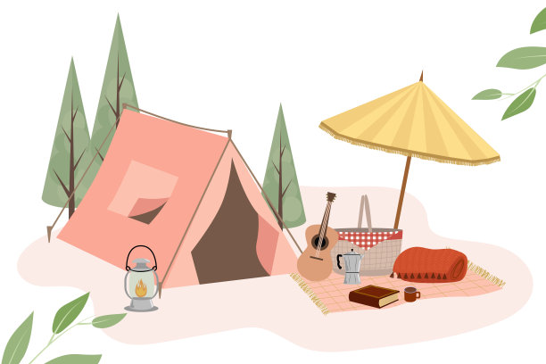 夏季露营，夏季野餐海报素材图片