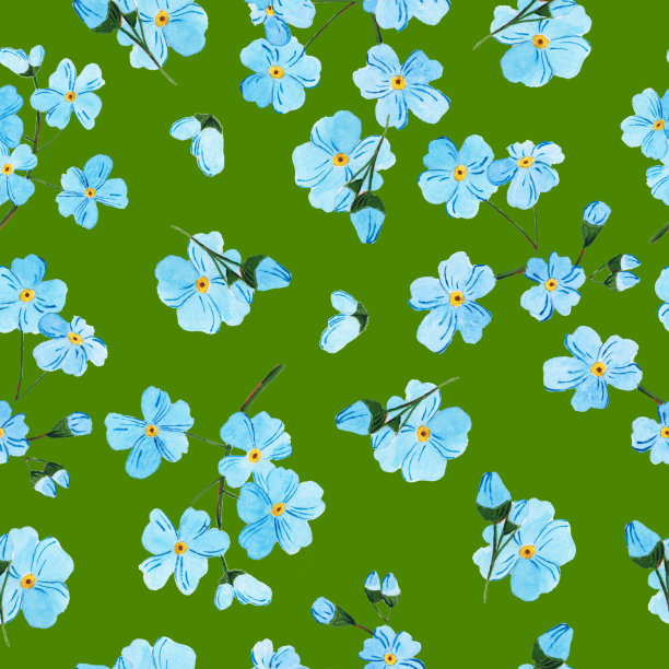 无缝图案与水彩颜色蓝色勿忘我图片下载