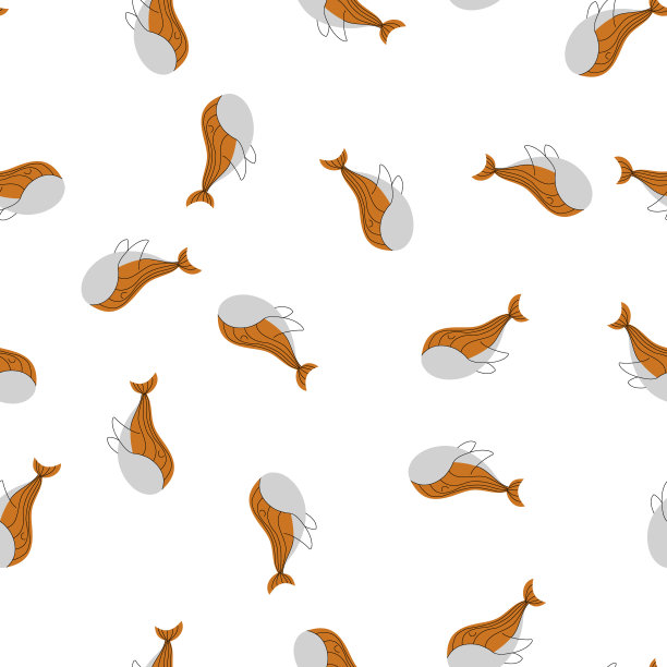 鲸鱼混乱的斯堪的纳维亚无缝图案印花设计。向量插图设计时装面料，纺织图形，印刷品图片下载