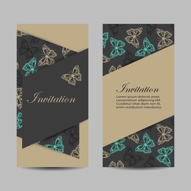 一套垂直横幅与蝴蝶图片下载