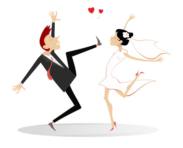 跳舞的结婚夫妇插图。图片下载