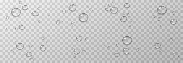 向量水滴。PNG滴下来，凝结在窗户上，表面上。真实滴在一个孤立的透明背景。图片下载