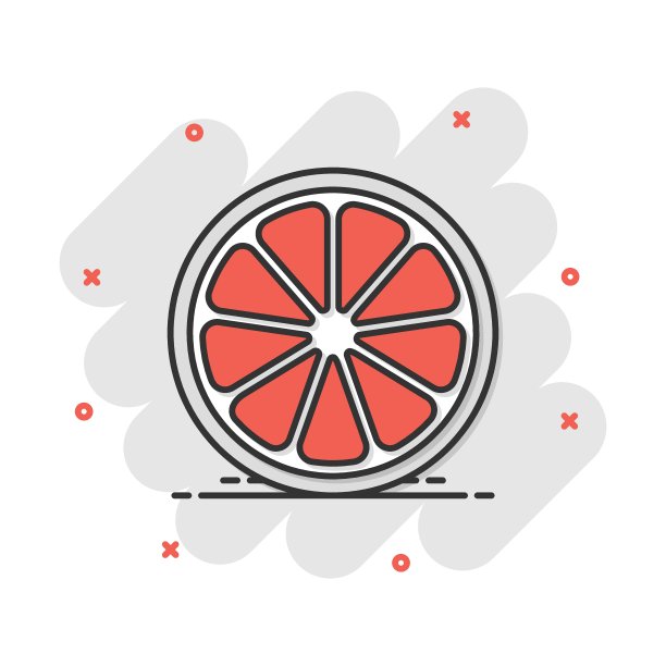 矢量卡通橙色水果图标在漫画风格。柑橘概念插图象形图。热带食品经营喷溅效应概念。图片下载