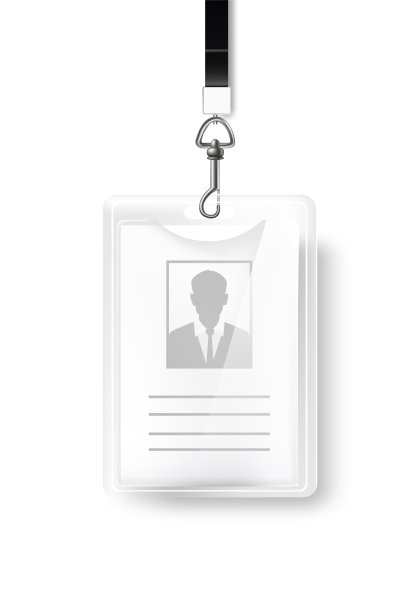 带有姓名或身份标签的徽章，金属卡宾枪和缎带。带有照片和信息矢量插图的身份证。塑料模拟模板会议活动，办公室员工通行证图片下载