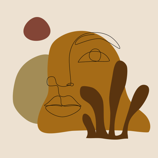 女性面膜几何自然形状，抽象树叶在柔和的颜色，最小的时尚概念图片下载