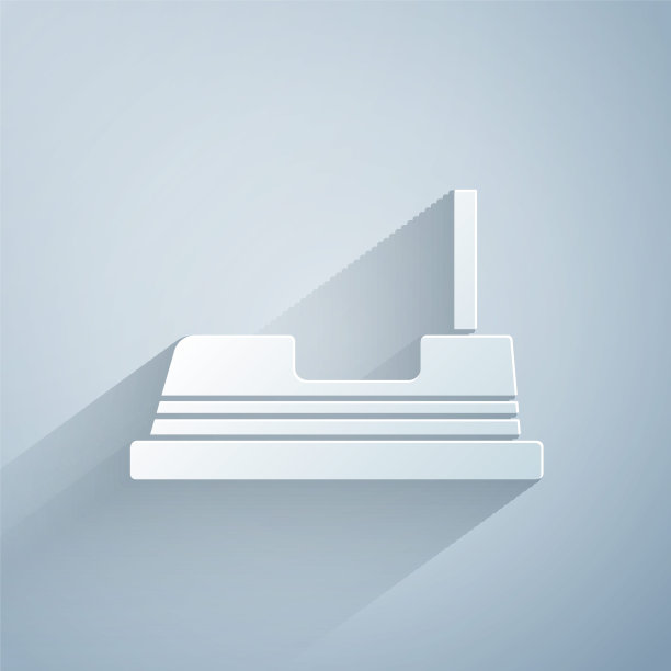 剪纸碰碰车图标孤立在灰色背景。游乐园。儿童娱乐游乐场、娱乐公园。纸艺术风格。向量图片下载