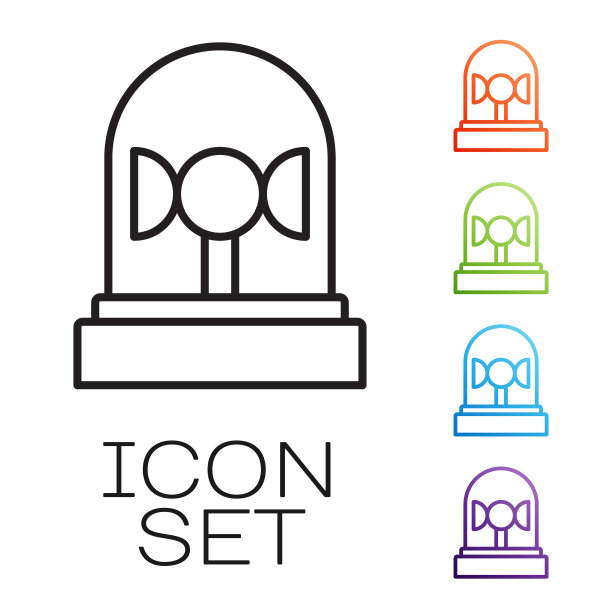 黑线闪光警报器图标孤立在白色背景上。紧急闪光警报。设置图标丰富多彩。向量图片下载