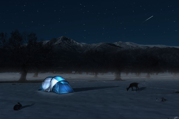 在雪地里露营图片下载