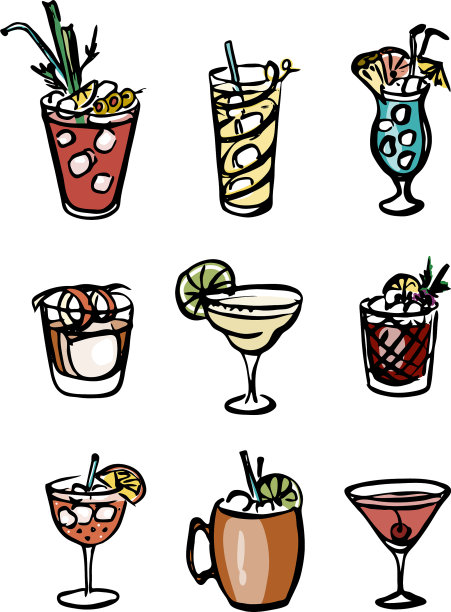 集合集图标手绘油墨复古颜色图片下载